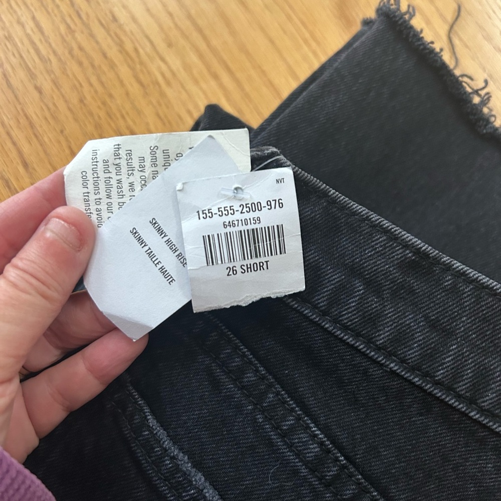 NWT Abercrombie & Fitch Jeans Size 26 Short Skinny High Rise Black‎ Distressed - Picture 7 of 9